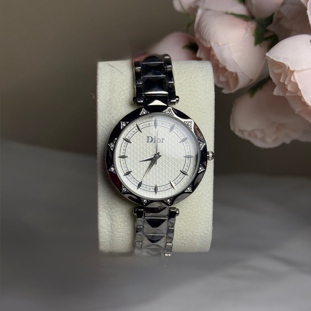 Dior Stainless Steel Luxury Watch with Geometric Bracelet