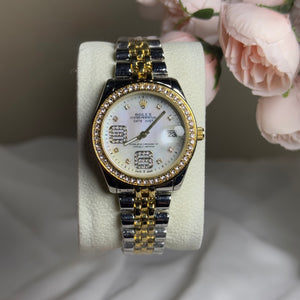 Premium Two-Tone Diamond-Encrusted Luxury Watch