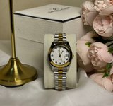 Rolex Oyster Perpetual Two-Tone Watch with Silver Monogram Dial