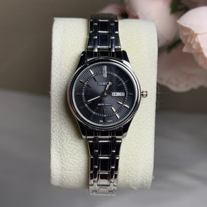 Sophisticated Black Dial Wristwatch with Day and Date Display