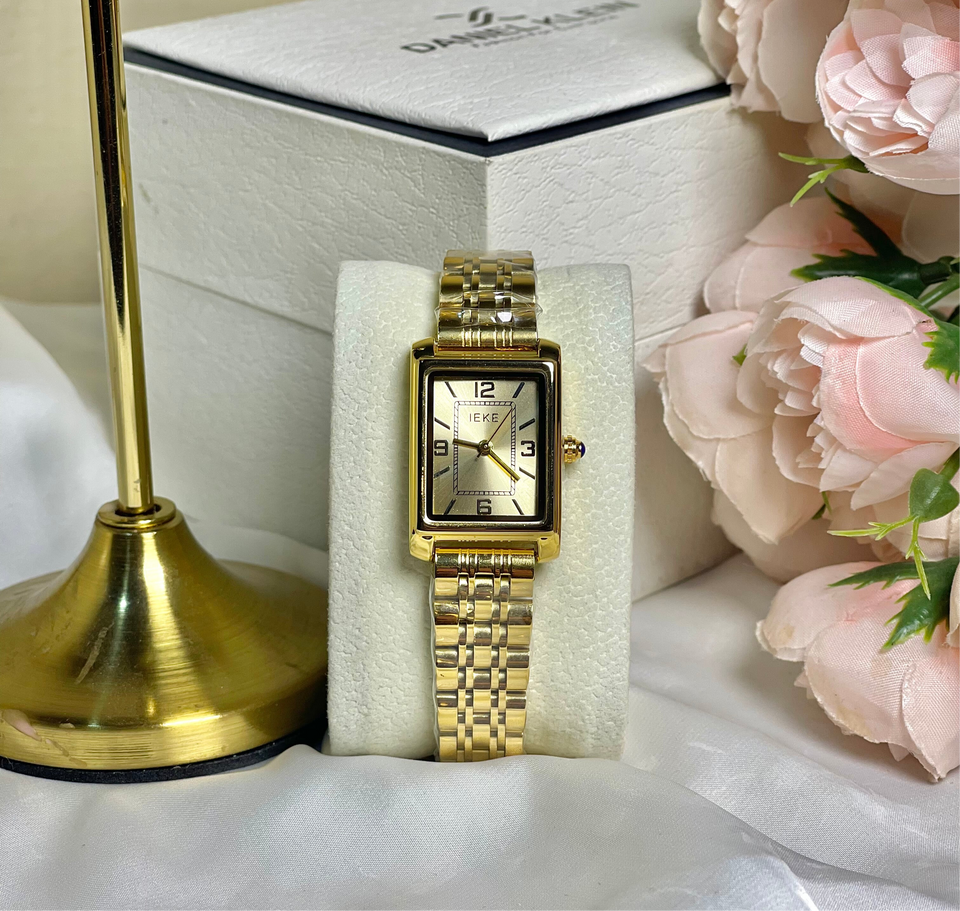 Original IEKE watch Gold color square dial with premium quality.