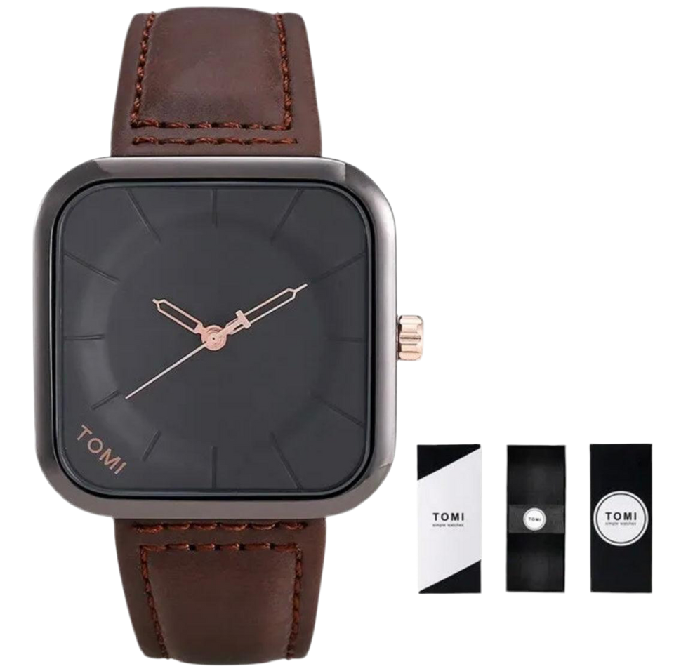 TOMI Leather Straps Waterproof Wrist Watch for Men T093