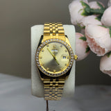 "Luxury Gold Watch with Diamond Bazels