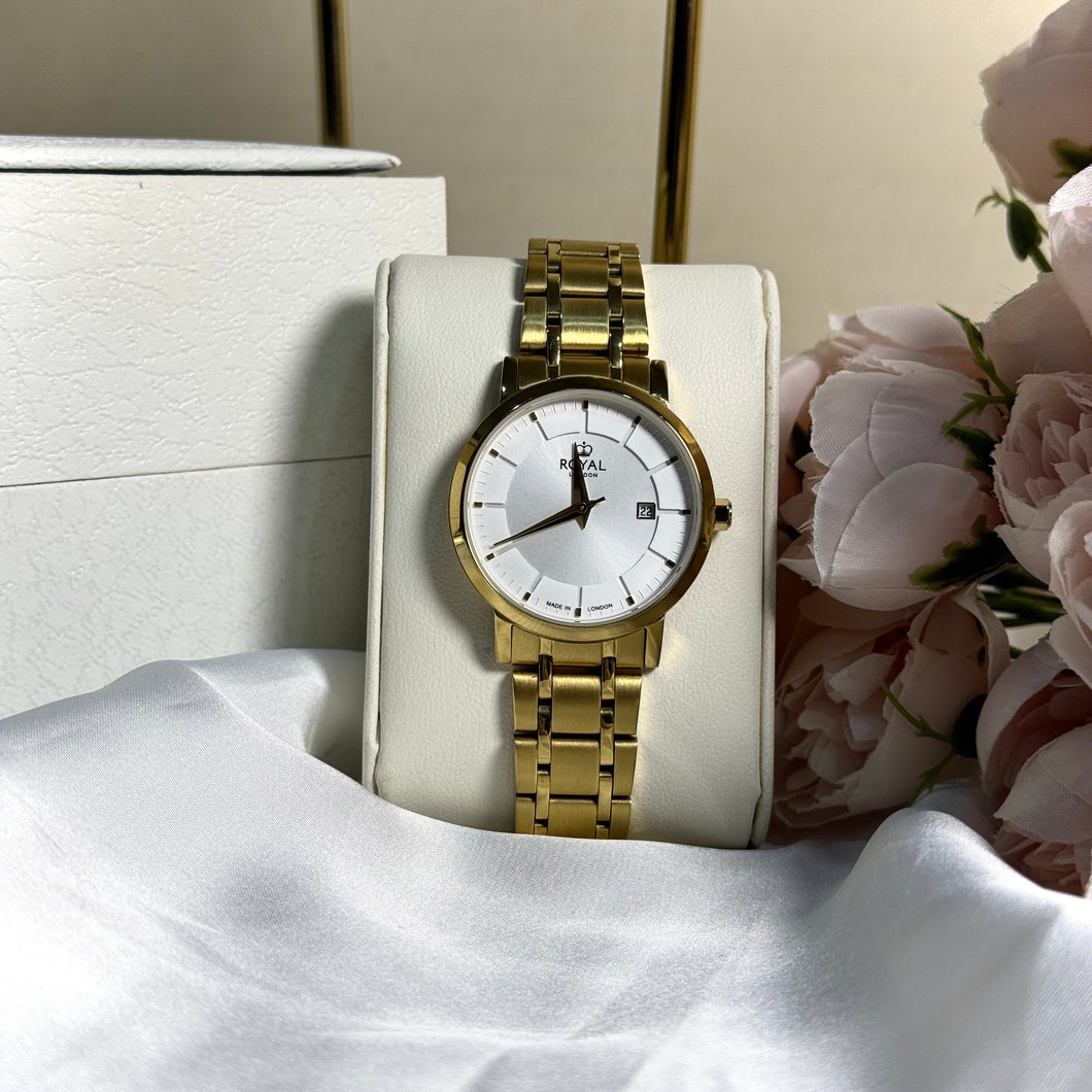 ROYAL Classic White Dial Gold Watch