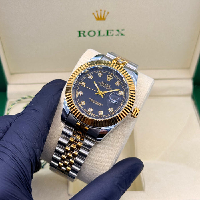 Two Tone Watch With Jubilee Chain & Crown Lock (multi colors)